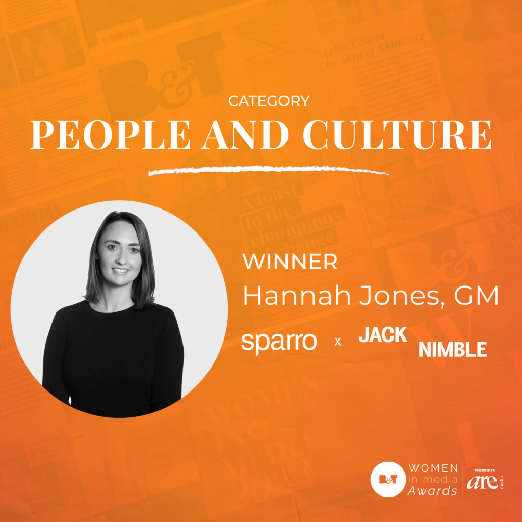 Hannah Jones wins B&T Women in Media Award for People & Culture